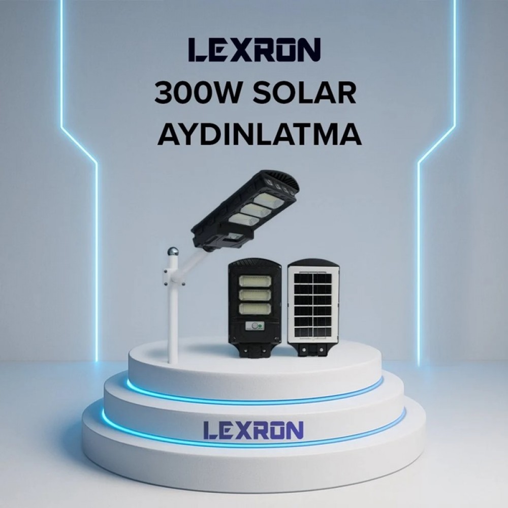 300W Watt Sokak Bahçe Aydınlatma Armatürü Solar Lamba Lexron